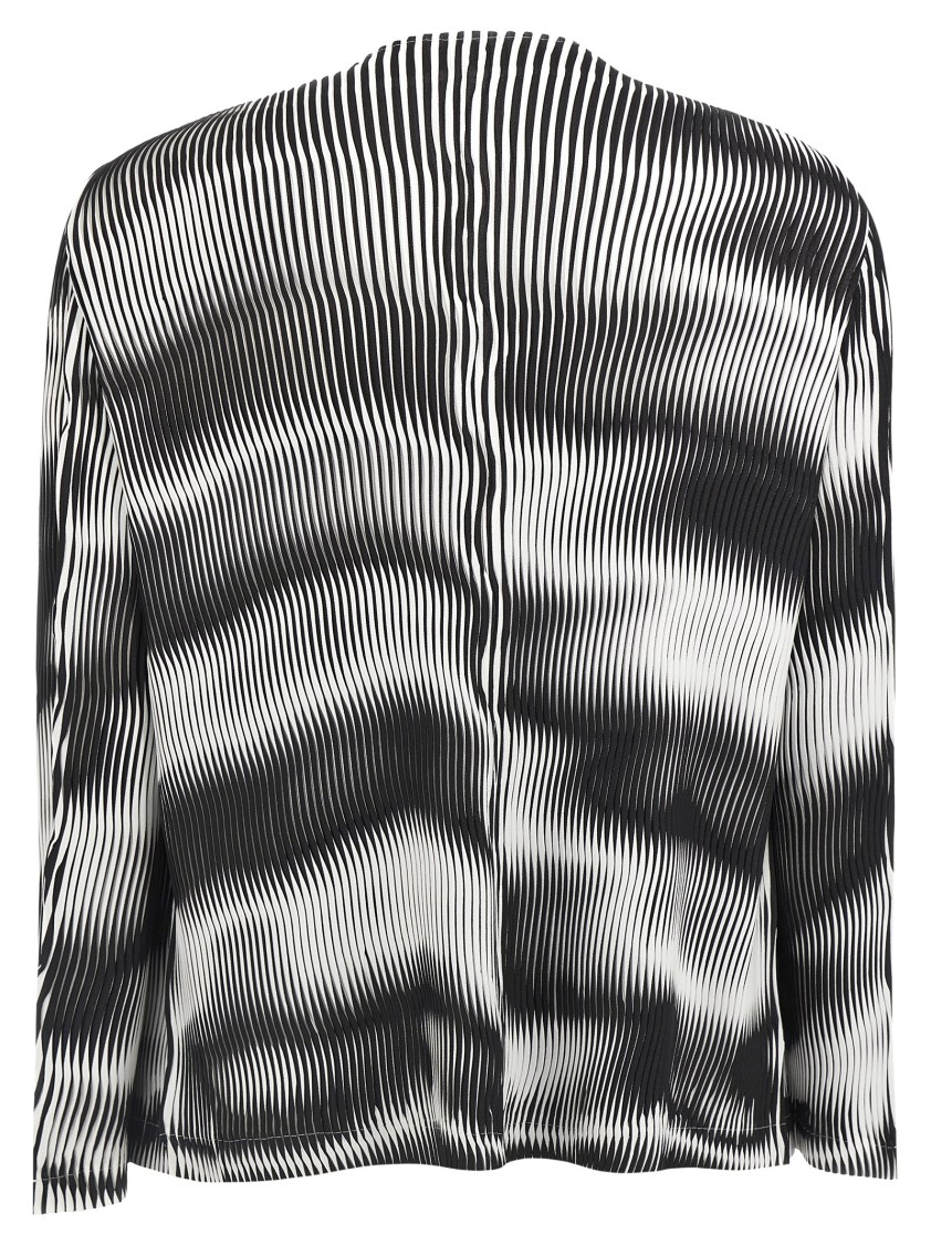 Issey Miyake Sway Pleats Printed Cardigan In Black