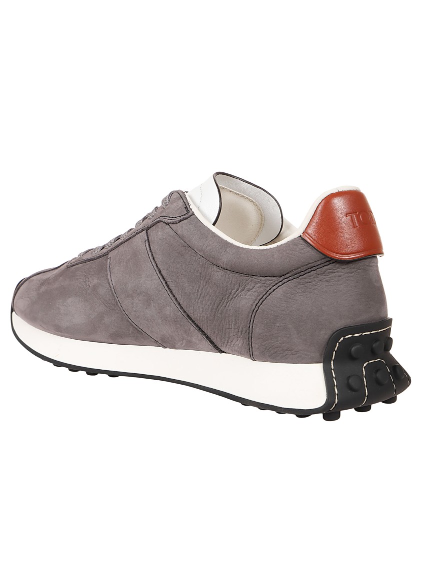 Tod's Smooth Leather Sneakers With Textured Outsole In Gray