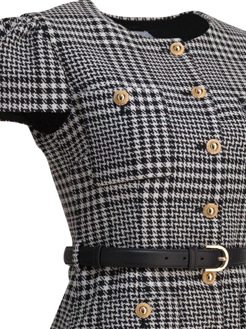 Self-portrait Tailored Houndstooth Midi Dress In Gray