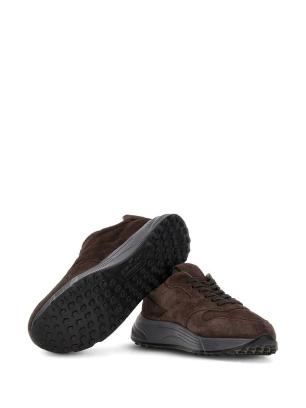 Shop Hogan Suede Brown Sneakers With Memory Foam Insole In Black