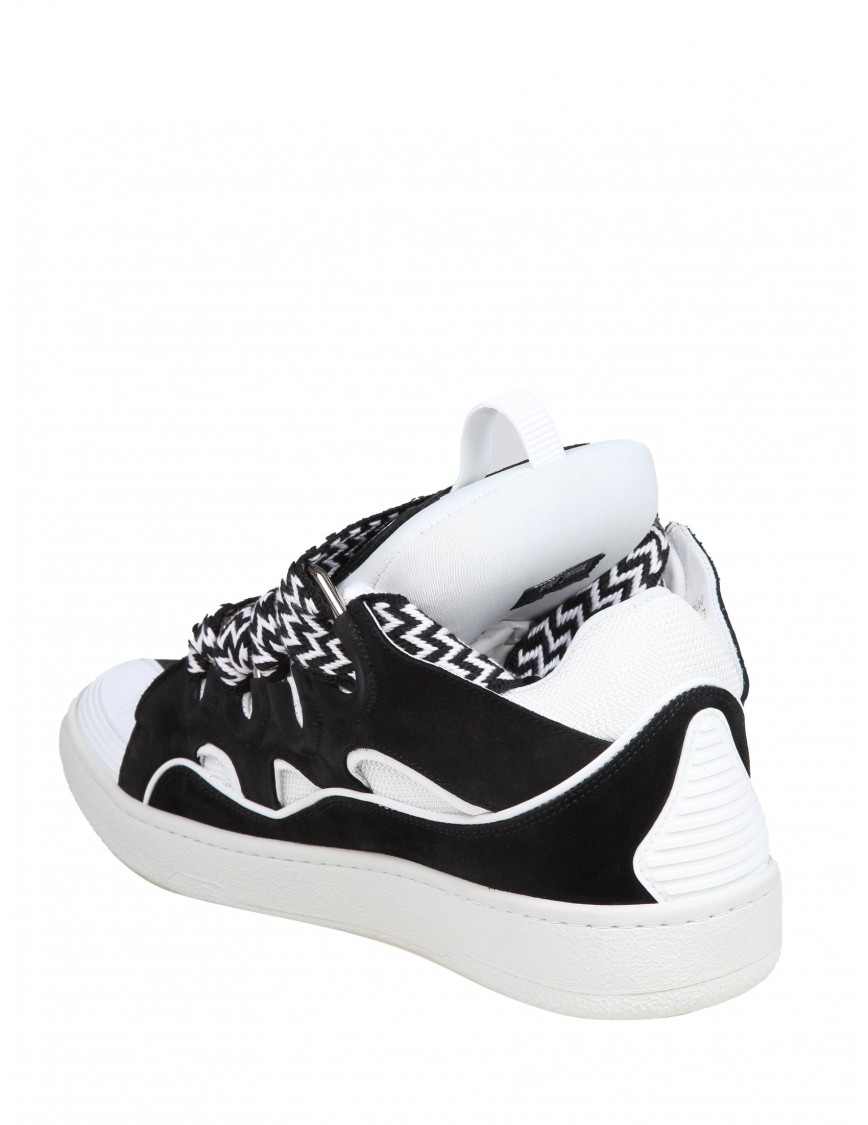 Shop Lanvin Curb Sneakers Curb Leather And Suede Sneakers With Multicolor Lace In Black