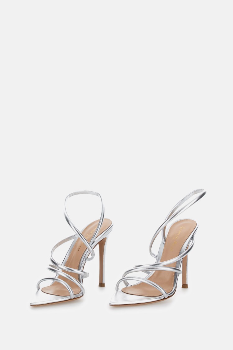 Gianvito Rossi Ettie 105 Stiletto Heel In Silk Silver In Metallic
