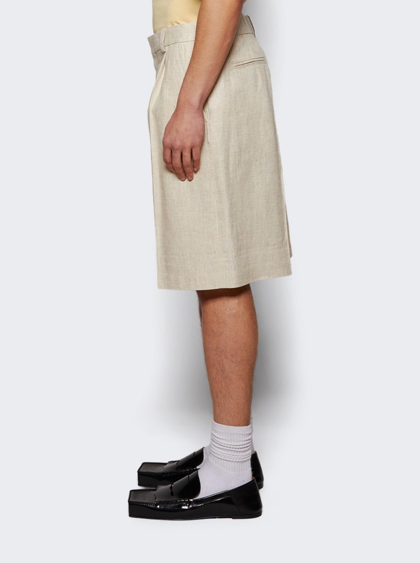 Jacquemus Beige Bermuda Shorts With Front Zip