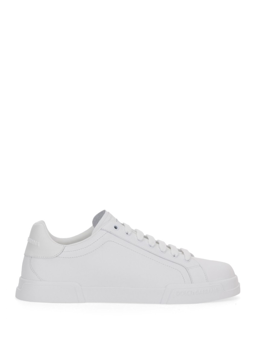 Dolce & Gabbana Portofino Calfskin White Sneakers