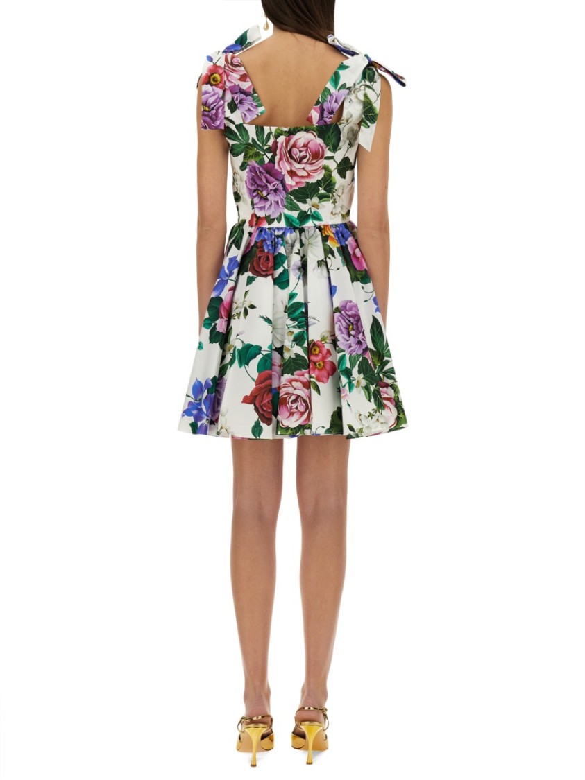 Dolce & Gabbana Floral-print Cotton-blend Poplin Mini Dress In Multicolor