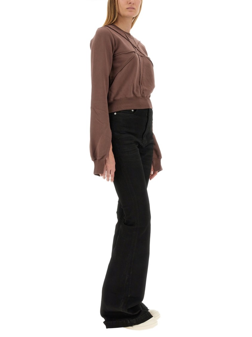 Shop Rick Owens Drkshdw Drkshdw By Rick Owens Cropped Sweatshirt With Flared Sleeves In Brown