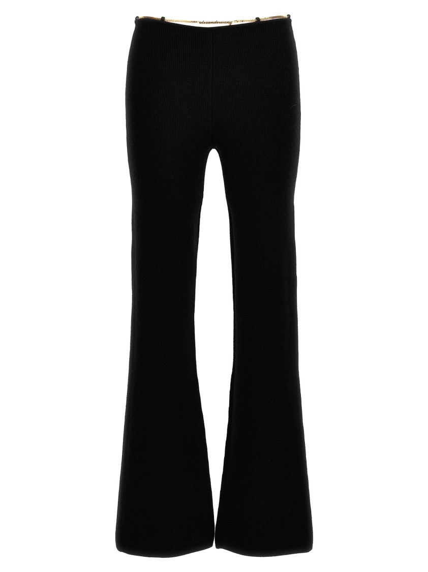 Alexander Wang Ribbed Chain-link Flared Trousers In Black