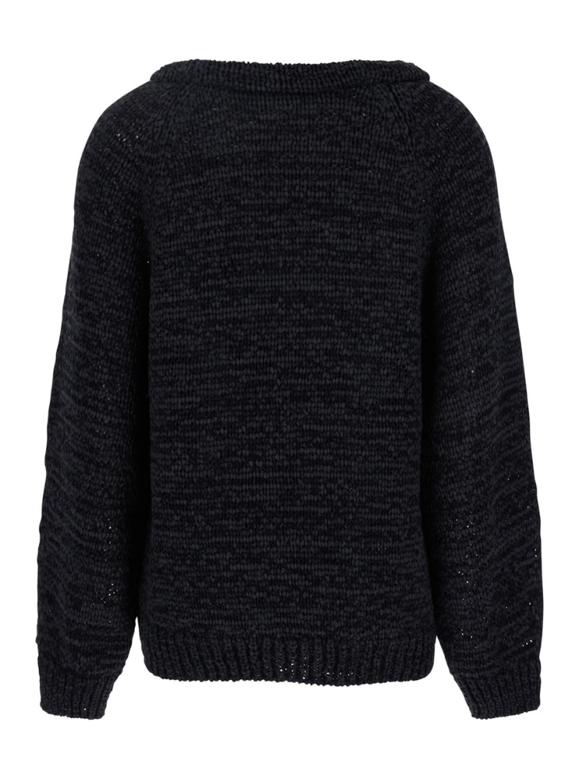 PHILOSOPHY DI LORENZO SERAFINI PHILOSOPHY DI LORENZO SERAFINI BLACK CREWNECK SWEATER WITH RIBBED TRIMS