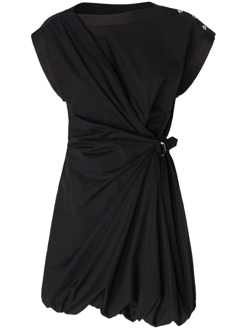 Pinko Cotton Dress With Pleated Skirt And Buttoned Shoulders