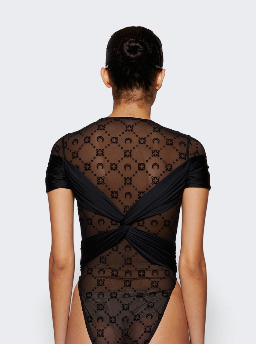 MARINE SERRE MARINE SERRE DRAPED JERSEY BODYSUIT BLACK