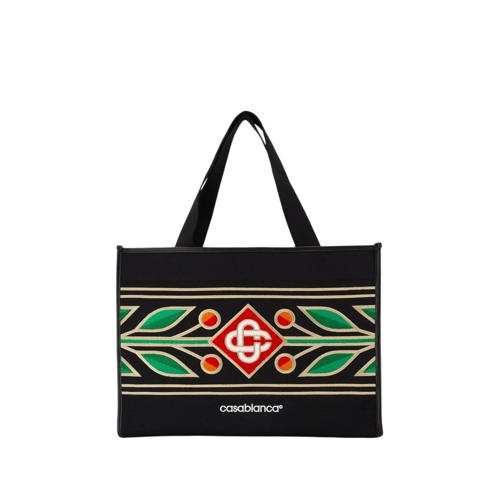 トートバッグ Embroidered Knit Shopper Bag - Casablanca - Knit - Black Casablanca Embroidered Knit Shopper Bag - Knit - Black