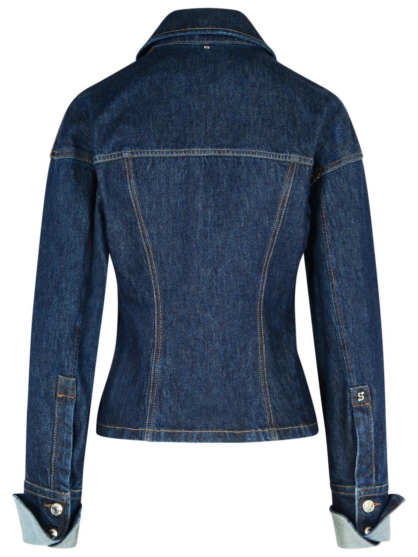 Sportmax 'gange' Contrast Stitching Denim Jacket With Front Pockets In Blue