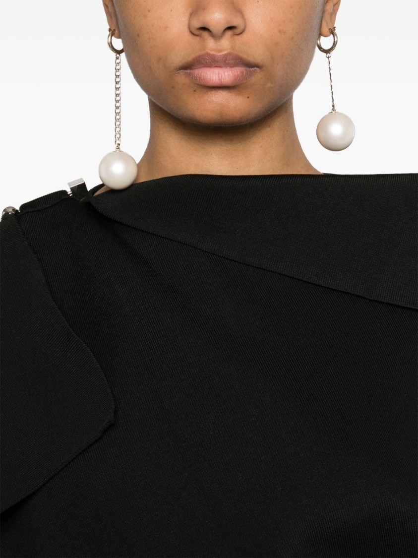 Jacquemus Asymmetrical Black Mini Dress With Soft Drape In Black