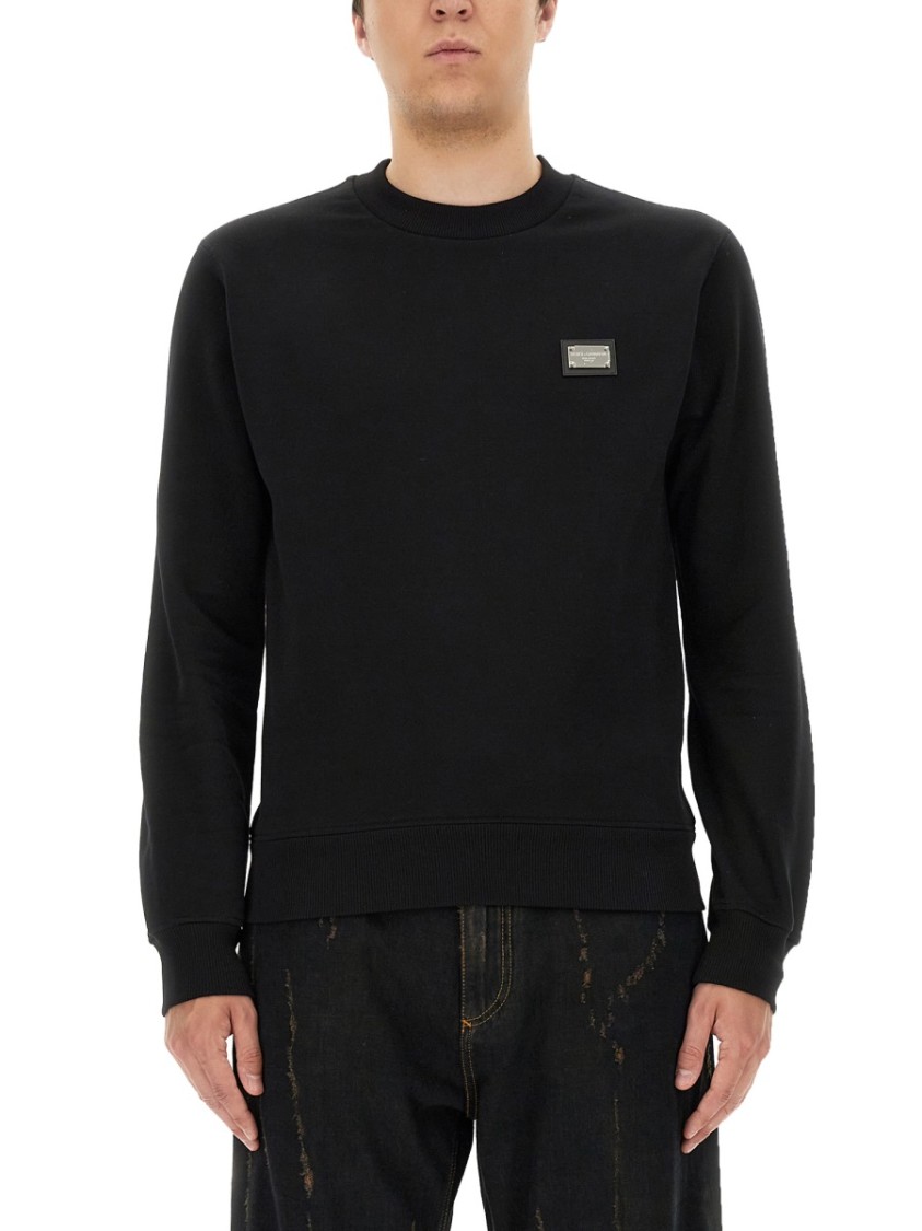 Shop Dolce & Gabbana Sweatshirt With Logo Plaque In Black