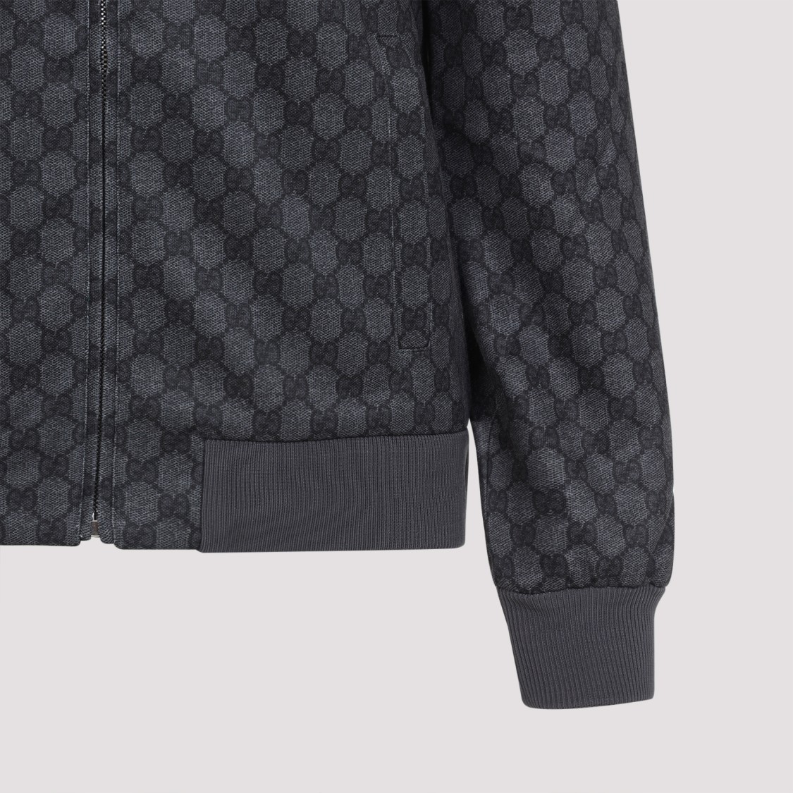 Gucci Black Gg Fullzip Sweatshirt In Gray