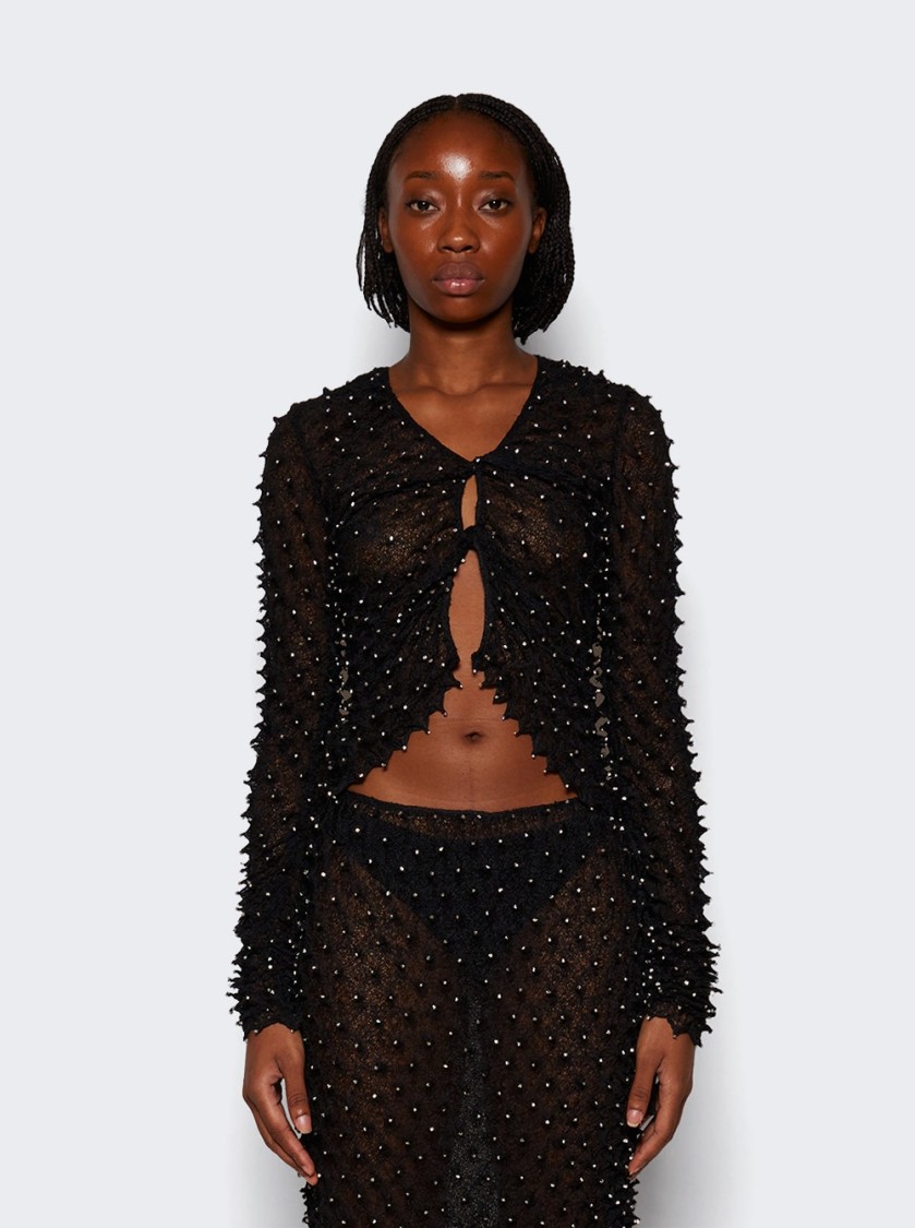 Christopher Esber Shibori Crystal-embellished Open-twist Top In Black