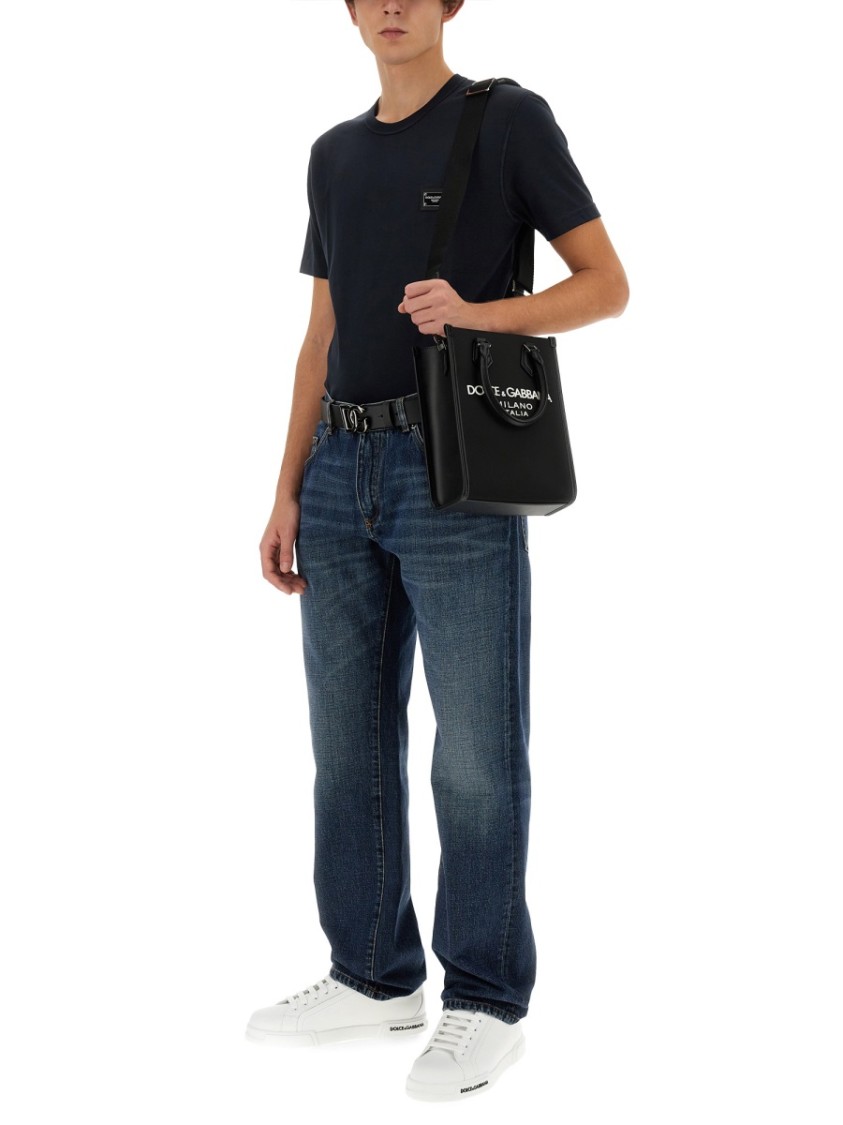 Shop Dolce & Gabbana Jeans With Logo Plaque In Blue
