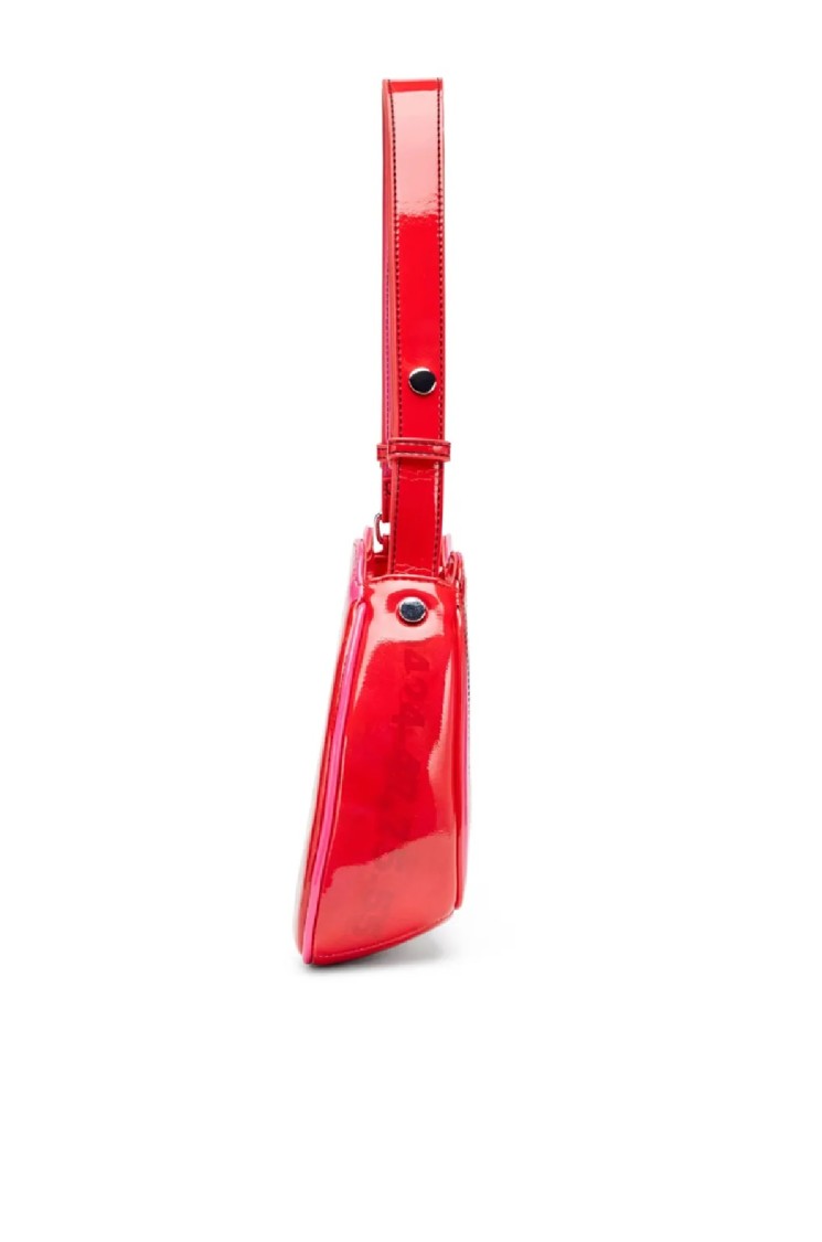 Diesel Sculptural Red Crossbody Bag With Glossy Finish