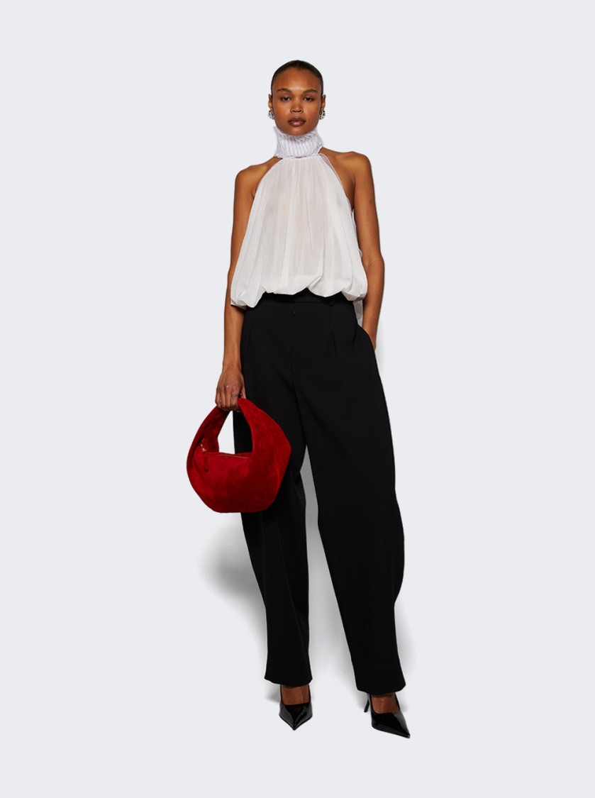Khaite Medium Olivia Hobo Bag Rebel Red Suede In Red