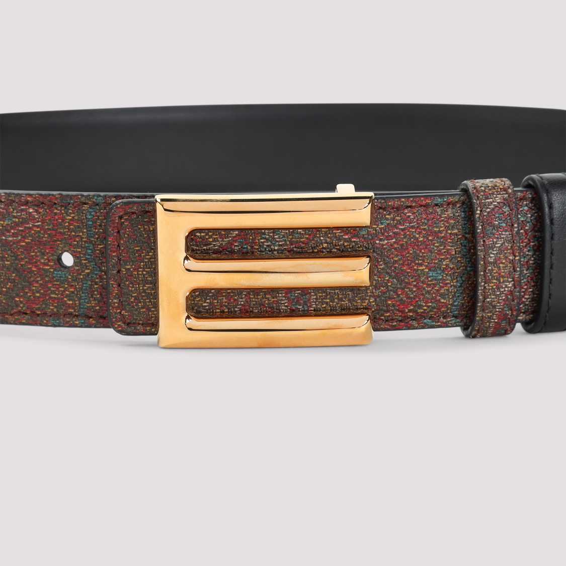 Etro Adjustable Textured Fabric Belt With Gold-tone Buckle In Brown
