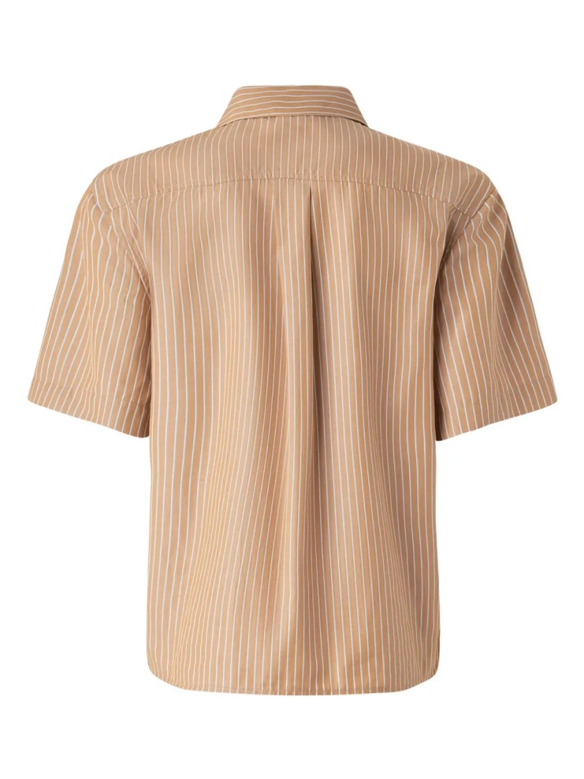 Pinko Chemise De Bowling En Coton À Rayures Verticales In Brown