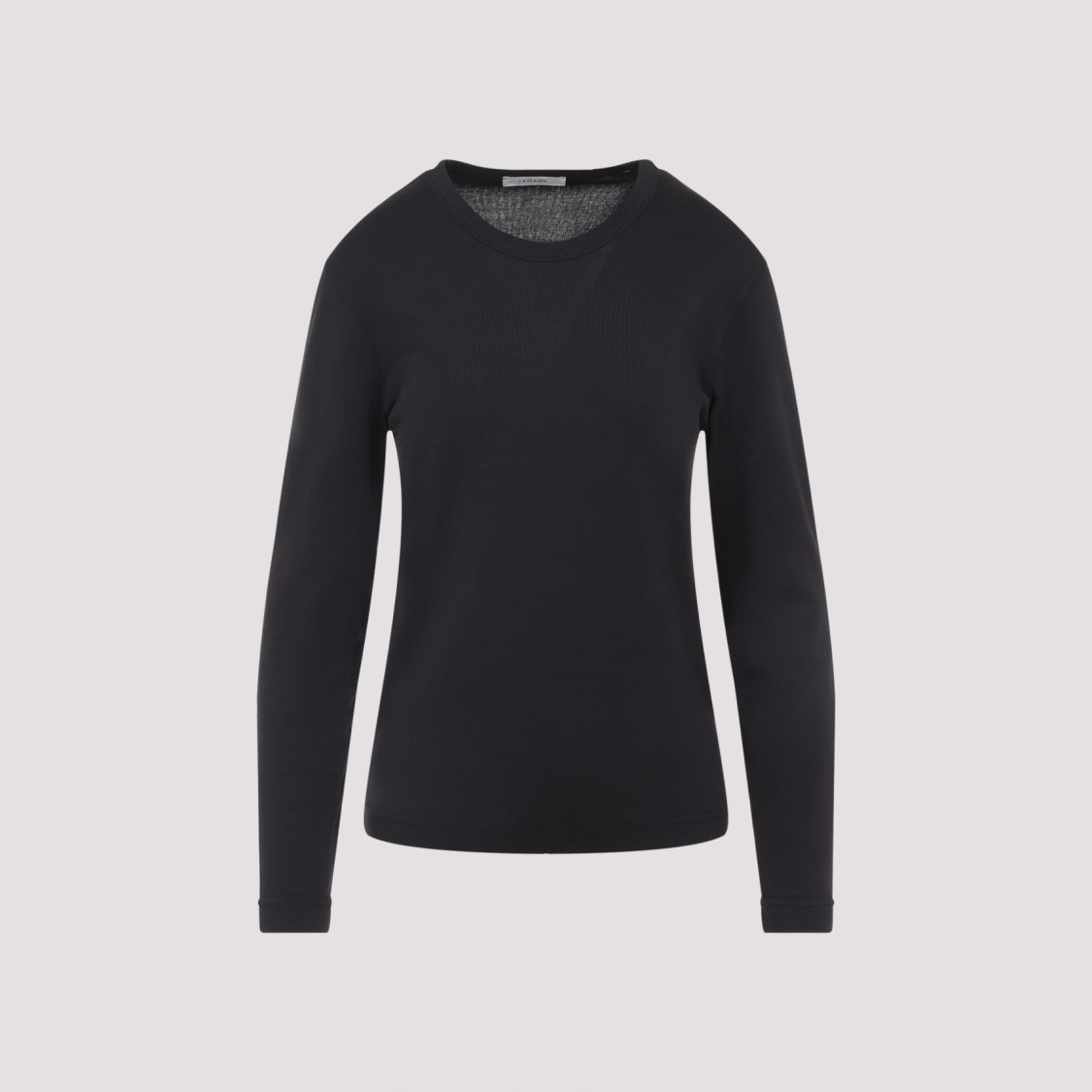 Lemaire Ribbed Crew Neck Long Sleeve Top In Black