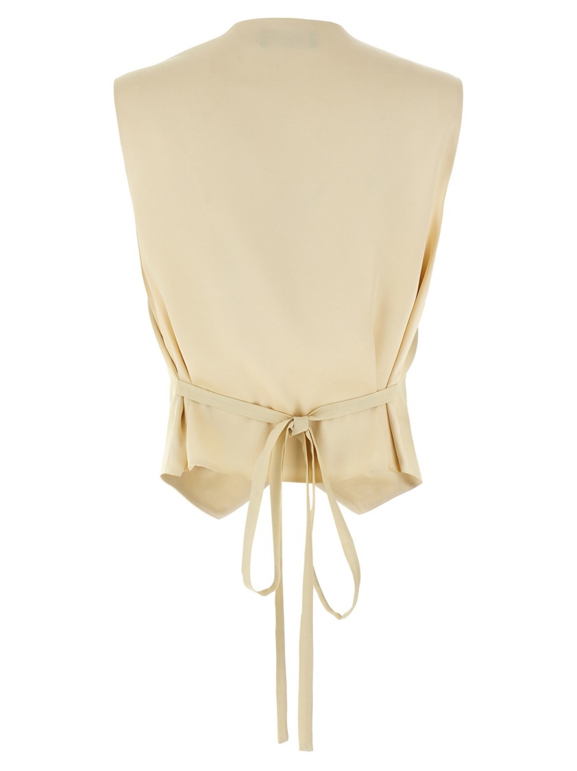 Fabiana Filippi V-neck Cotton Vest With Silk Satin Back In Neutral
