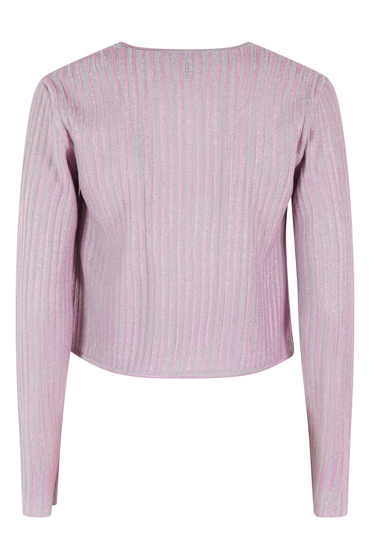 Shop Emporio Armani Lurex-textured Ottoman Cardigan In Pink