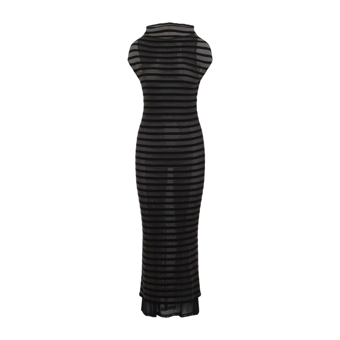 Shop Jean Paul Gaultier Mariniere Stripes Black Viscose Long Dress