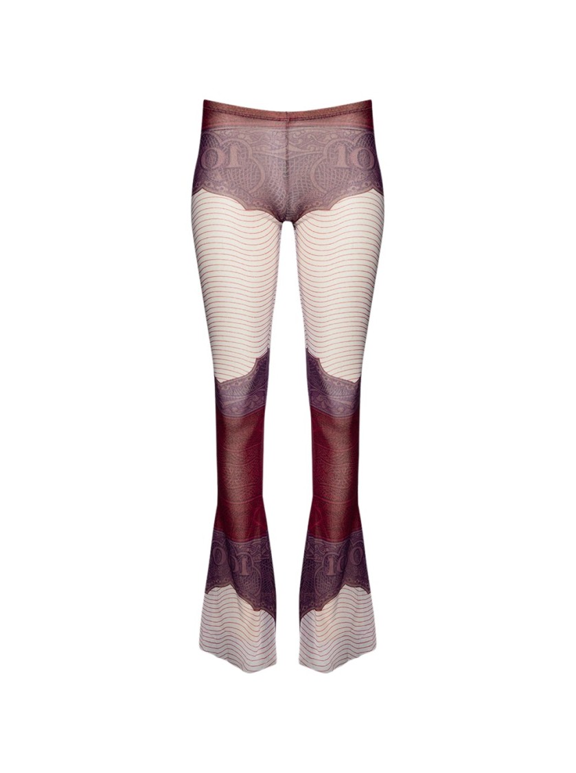 Jean Paul Gaultier Cartouche Printed Mesh Flare Pant In Multi
