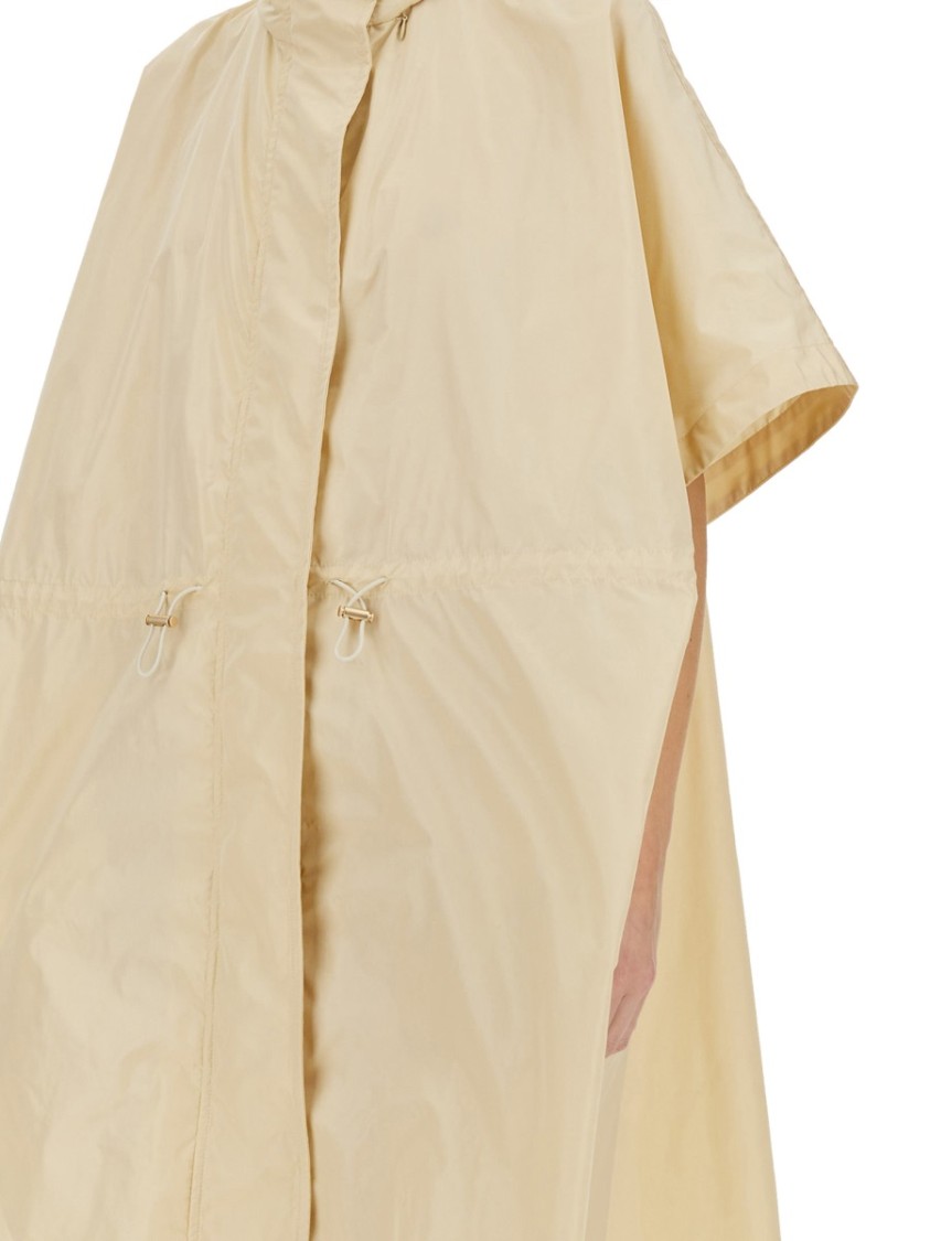 Shop Fabiana Filippi Technical Taffeta Hooded Coat With Adjustable Drawstrings In Neutrals