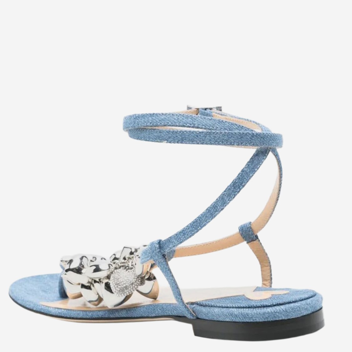 Mach&mach Mach & Mach Cotton And Leather Sandals With Heart-shaped Pendant
