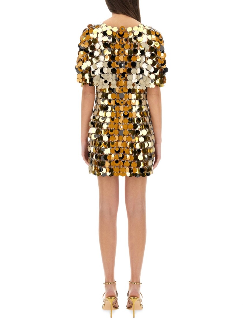 Rabanne Iconic Sparkle Discs Mini Dress In Gold