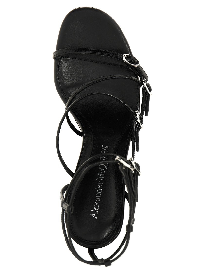 Alexander Mcqueen 90 Strappy Leather Sandals In Black