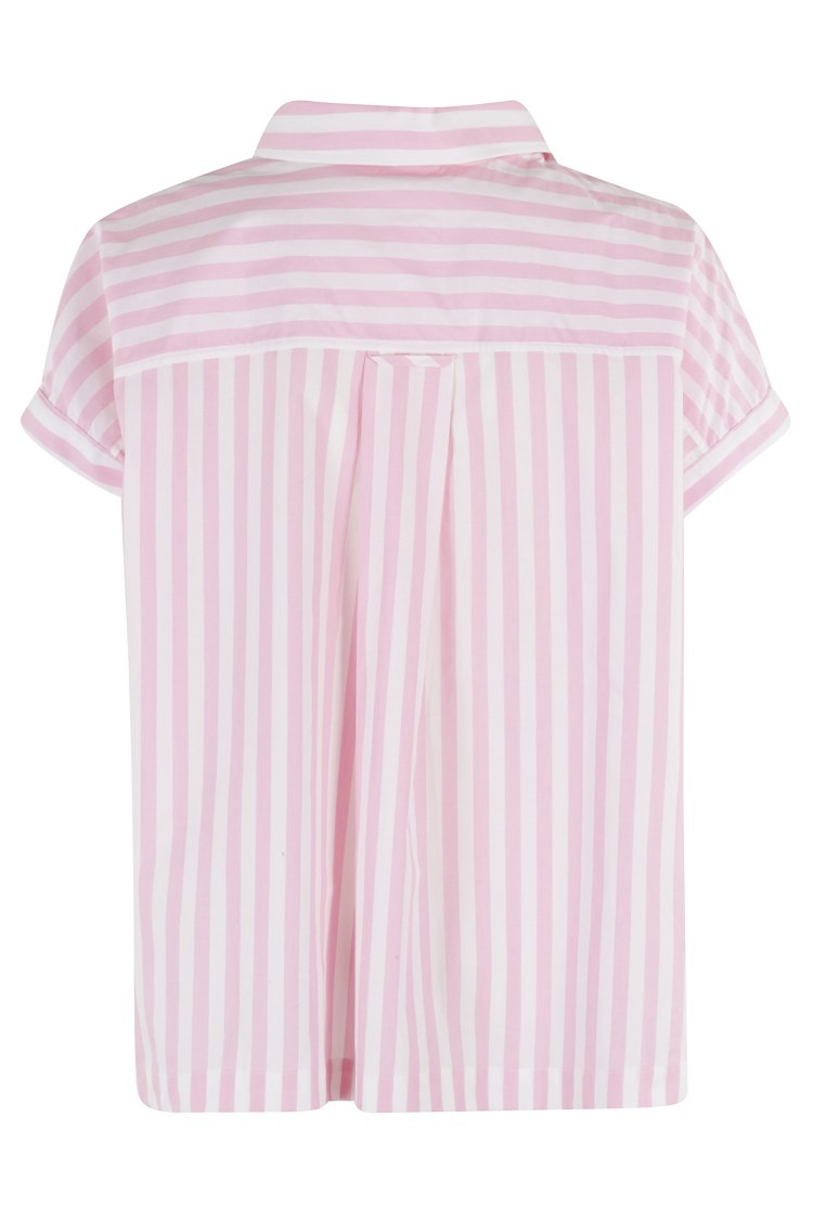 Aspesi Striped Poplin Top With Polo Collar And Side Slits