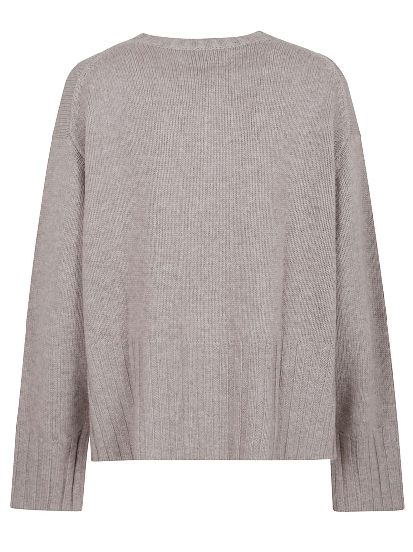 Allude Cropped Knit Sweater With Ribbed Detailing In Gray