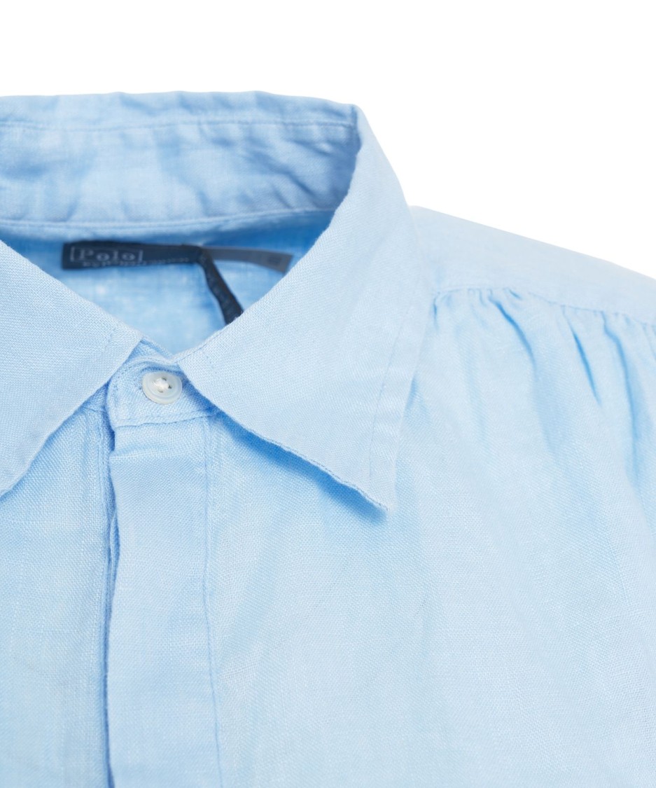 Shop Polo Ralph Lauren Linen Popover Shirt In Blue