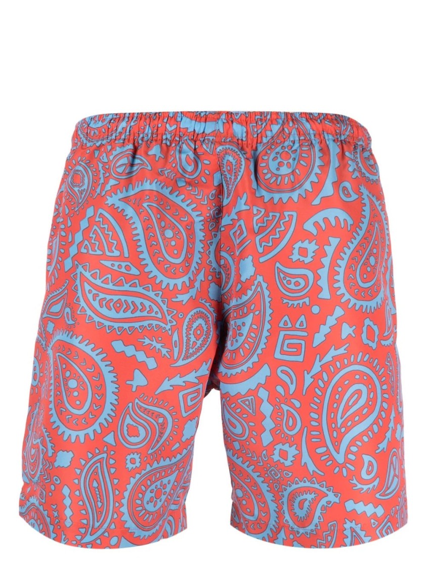 Marcelo Burlon County Of Milan Marcelo Burlon Man Swim Trunks Tomato Red Size M Polyester In Orange