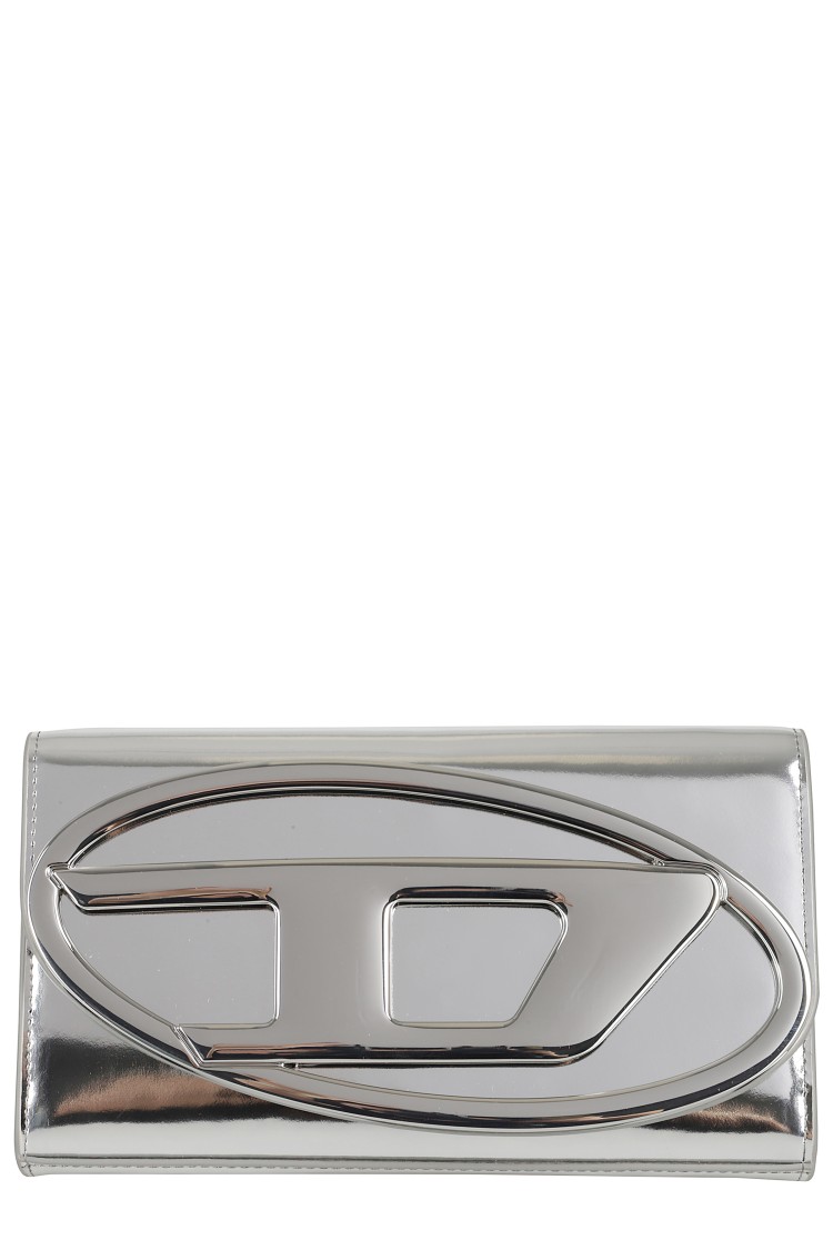 Diesel 1dr Wallet Strap With Adjustable Shoulder Strap And Oval D Plaque In Gray
