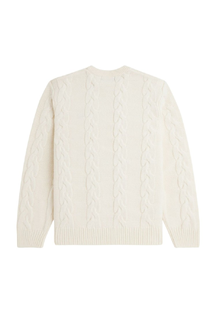 Fred Perry Cream Classic Cable Knit Sweater In Neutrals