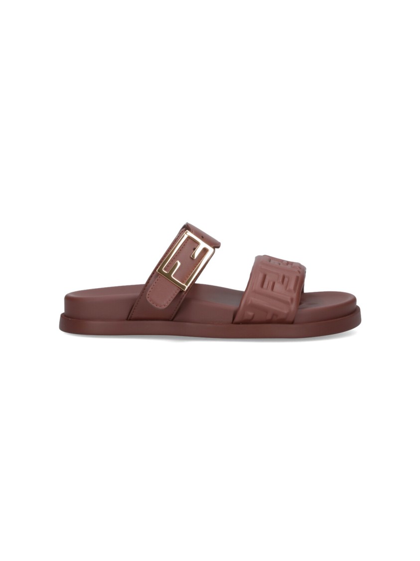 Fendi Feel Slide Sandals In Brown