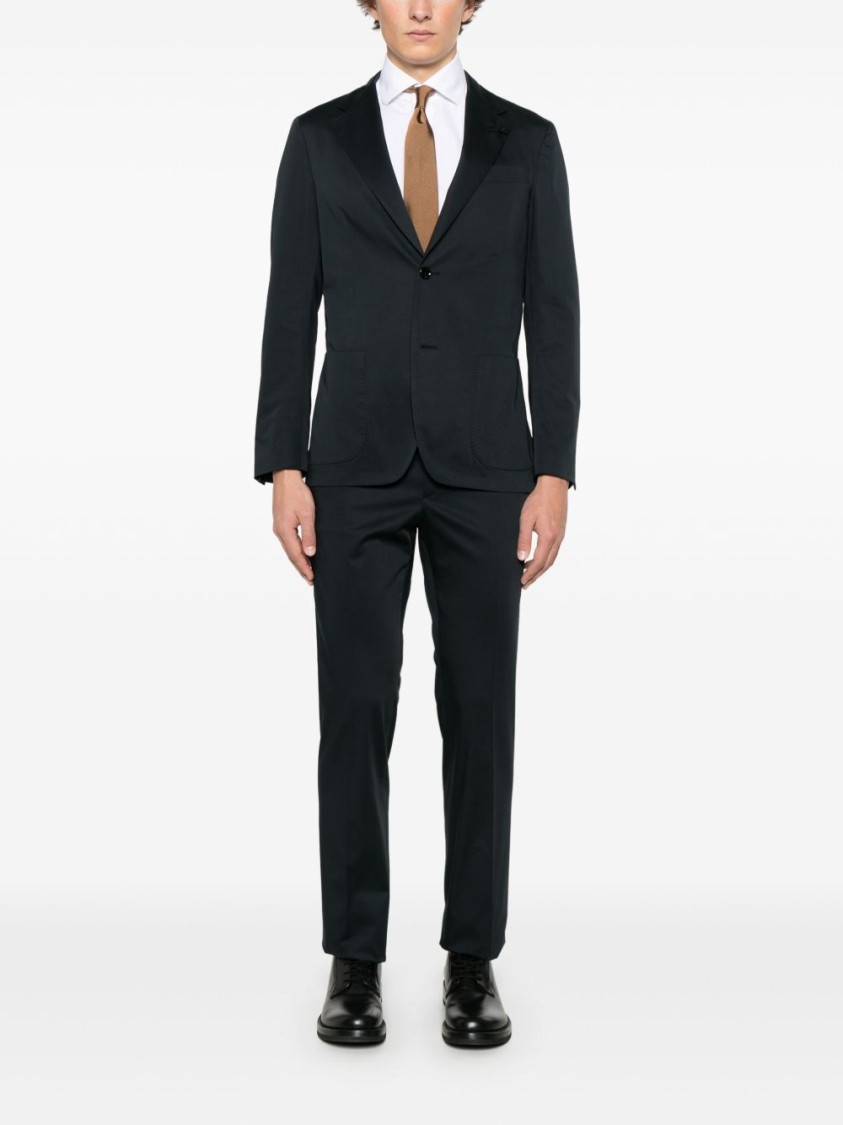 Lardini Tailored Blue Suit With Single-breasted Jacket And Flat-front Trousers