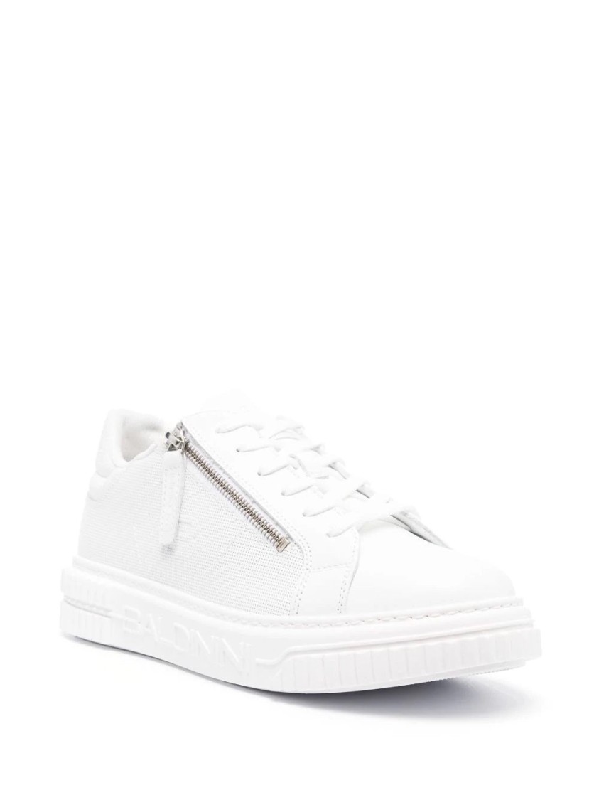 Baldinini Embossed-logo Lace-up Sneakers In White