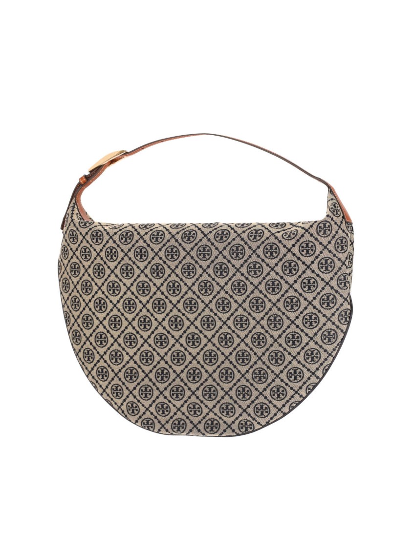 Tory Burch Large T Monogram Jacquard Balloon Bag In Neutral