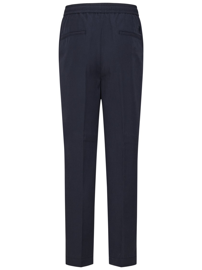 Jacob Cohen Navy Blue Straight-leg Trousers With Drawstring Waist In Blue