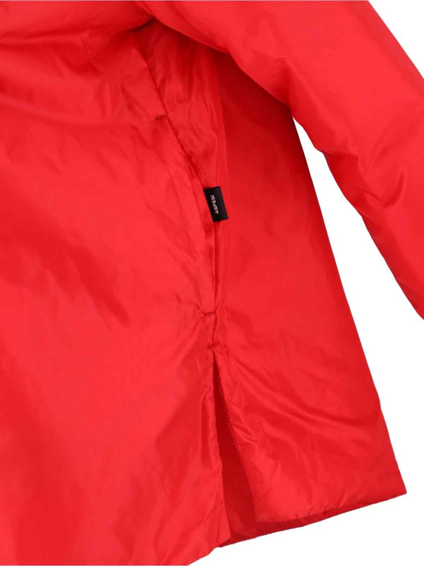 Aspesi Hooded Snap-button Coat In Red