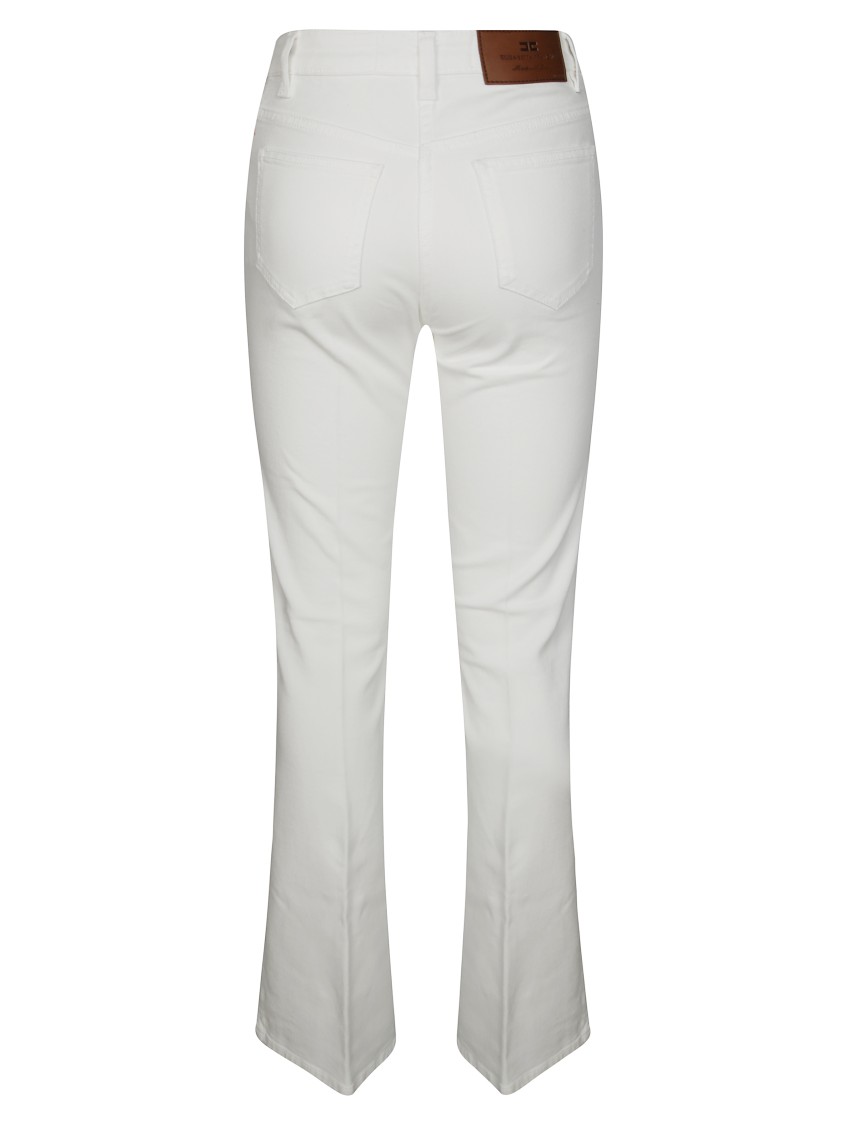 Elisabetta Franchi Tailored White Jeans With Flared Hem In Neutral