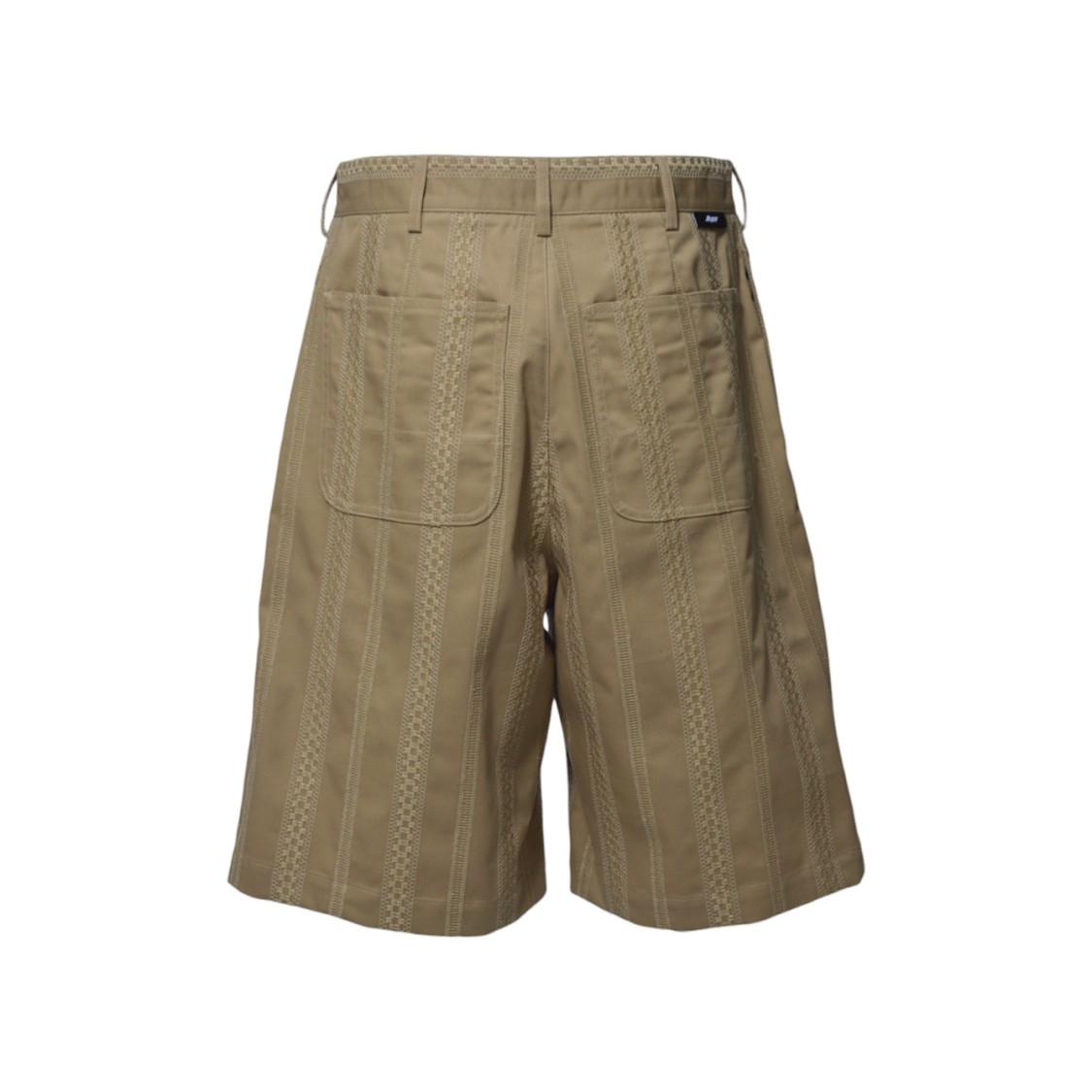 Msgm Camel Cotton Shorts With Embroidery In Neutrals