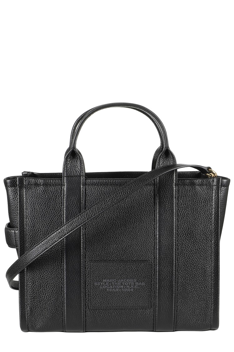Marc Jacobs Structured Full-grain Leather Medium Tote In Black
