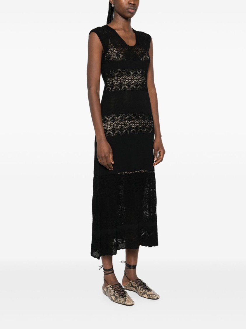 Shop Twinset Twin-set Fitted Maxi Dress With Lace Detailing